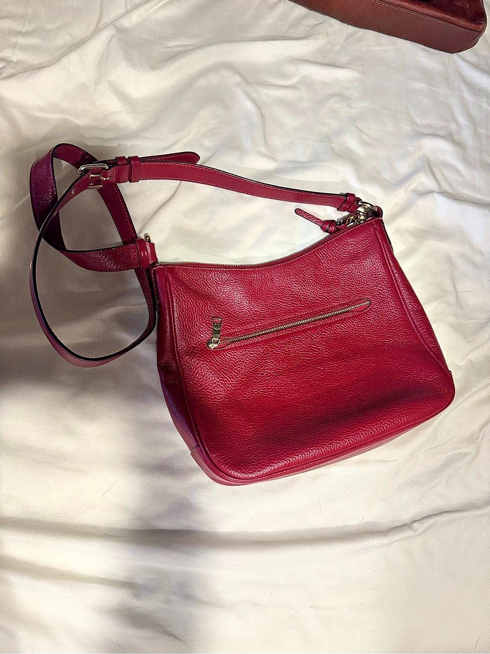 Coach Elle Hobo in Red Pebble Leather Red Pebbled Leather Crossbody Bag